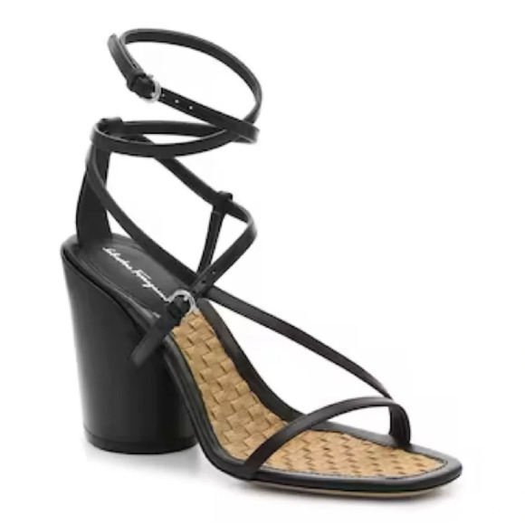 Salvatore Ferragamo Egadi 85 Sandal Heel Black 7.5 - Picture 1 of 8